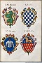 1550. Stemmi di alcune famiglie nobili di Padova.. Insignia nobilium Patavinorum.Biblioteca digitale Monaco di B 15 (Oscar Mario Zatta)